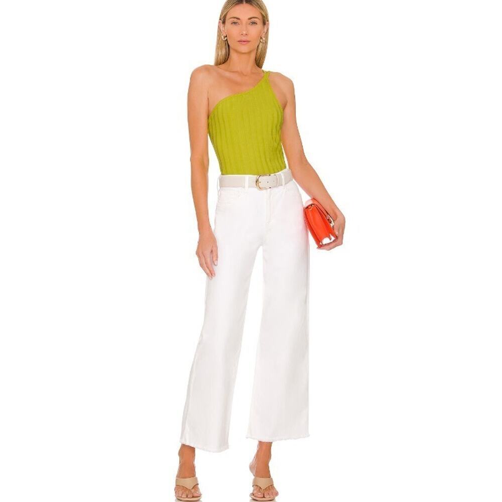 Jonathan Simkhai M Tank Top Peri Rib Jersey One Shoulder Chartreuse Green Shirt